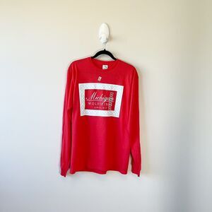 Michigan Wolverines Long Sleeve T-Shirt 100% Cotton Unisex Size Medium NWT's